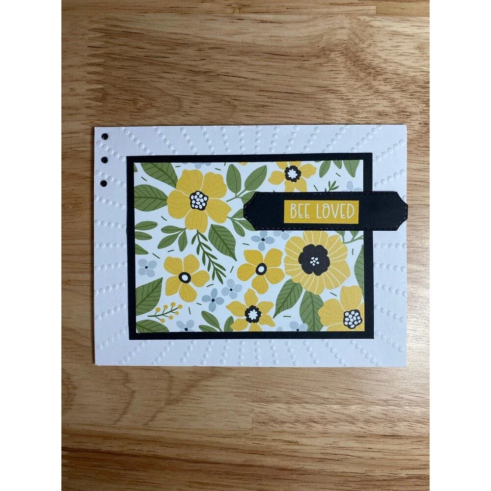 Bee & Flowers Greeting Card – Handmade A2 Card – All Occasion Blank Card